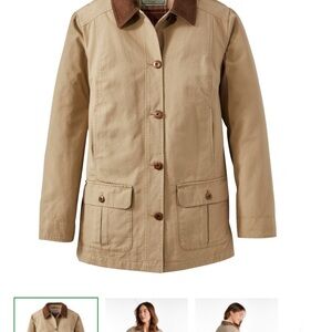 NWOT L.L. Bean Tan Utility Jacket with Brown Collar